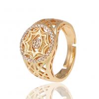 Kubieke Circonia Micro Pave Brass Ring, Messing, gold plated, Verstelbare & micro pave zirconia & voor vrouw, 23mm, Verkocht door PC