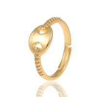 Kubieke Circonia Micro Pave Brass Ring, Messing, gold plated, Verstelbare & micro pave zirconia & voor vrouw, 22mm, Verkocht door PC