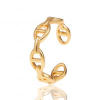 Messing Manchet Finger Ring, gold plated, Verstelbare & voor vrouw & hol, 20mm, Verkocht door PC