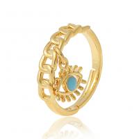 Kubieke Circonia Micro Pave Brass Ring, Messing, gold plated, Verstelbare & micro pave zirconia & voor vrouw, 23mm, Verkocht door PC