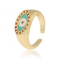 Evil Eye sieraden vinger ring, Messing, oog, gold plated, Verstelbare & voor vrouw & glazuur, 22mm, Verkocht door PC