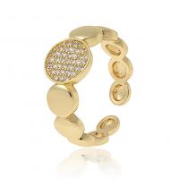 Kubieke Circonia Micro Pave Brass Ring, Messing, gold plated, Verstelbare & micro pave zirconia & voor vrouw, 22mm, Verkocht door PC