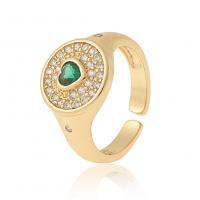 Kubieke Circonia Micro Pave Brass Ring, Messing, gold plated, Verstelbare & micro pave zirconia & voor vrouw, 22mm, Verkocht door PC