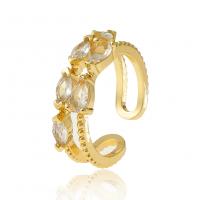 Cúbicos Circonia Micro Pave anillo de latón, metal, chapado en color dorado, Ajustable & micro arcilla de zirconia cúbica & para mujer, 21mm, Vendido por UD