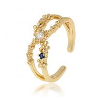 Kubieke Circonia Micro Pave Brass Ring, Messing, gold plated, Verstelbare & micro pave zirconia & voor vrouw, 21mm, Verkocht door PC