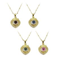 Collier Evil Eye bijoux, laiton, avec plastique, Placage de couleur d'or, pour femme, plus de couleurs à choisir, 22x28mm, Longueur Environ 18 pouce, Vendu par PC