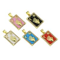 Cubique Pendentif en laiton zircon pavent, rectangle, Placage de couleur d'or, pavé de micro zircon & émail, plus de couleurs à choisir, 18x26x2mm, Trou:Environ 3mm, Vendu par PC