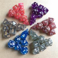 Acrylic Dice irregular 7 pieces & faceted 16mm Sold By Set