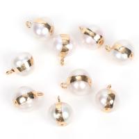 Freshwater Pearl Vedhæng, Ferskvandsperle, med Zinc Alloy, hvid, 9x13mm, Solgt af PC