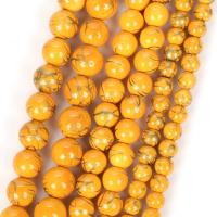 Guld Vein Turkos Bead, Rund, DIY, gul, Såld Per 37-39 cm Strand