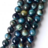 Tiger Eye Kralen, Ronde, DIY, blauw, Per verkocht 37-39 cm Strand