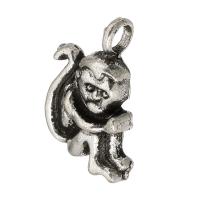 Zinc Alloy Animal Pendler, Monkey, du kan DIY & sværte, oprindelige farve, 14x20x4mm, Hole:Ca. 3mm, 100pc'er/Lot, Solgt af Lot