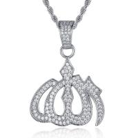 Collier en laiton cubique Zircon Micro Pave, Placage, unisexe & styles différents pour le choix & pavé de micro zircon, plus de couleurs à choisir, protéger l'environnement, sans nickel, plomb et cadmium, 46x33mm, Longueur Environ 24 pouce, Vendu par PC