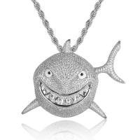 Cubic Zircon Micro Pave Brass Necklace Shark plated Unisex & micro pave cubic zirconia nickel lead & cadmium free Length Approx 24 Inch Sold By PC