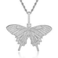 Collier en laiton cubique Zircon Micro Pave, papillon, Placage, unisexe & styles différents pour le choix & pavé de micro zircon, plus de couleurs à choisir, protéger l'environnement, sans nickel, plomb et cadmium, 76x66mm, Longueur Environ 24 pouce, Vendu par PC