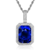 Cubic Zircon Micro Pave Brass Necklace Rectangle plated Unisex & micro pave cubic zirconia & faceted nickel lead & cadmium free Length Approx 24 Inch Sold By PC