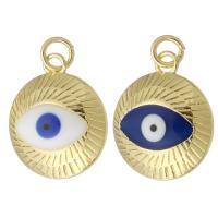 Evil Eye Pendler, Messing, guldfarve belagt, emalje, flere farver til valg, nikkel, bly & cadmium fri, 16x19x5.50mm, Solgt af PC