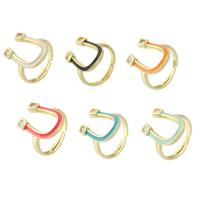 Cubique anneau en laiton Circonia Micro Pave, Lettre U, Placage de couleur d'or, pavé de micro zircon & pour femme & émail, plus de couleurs à choisir, protéger l'environnement, sans nickel, plomb et cadmium, 19mm, Taille:7.5, Vendu par PC