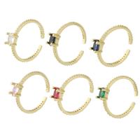 Cúbicos Circonia Micro Pave anillo de latón, metal, chapado en color dorado, micro arcilla de zirconia cúbica & para mujer, más colores para la opción, libre de níquel, plomo & cadmio, 5mm, tamaño:8, Vendido por UD