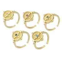 Cubic Zirconia Micro Pave Brass Ring gold color plated micro pave cubic zirconia & for woman nickel lead & cadmium free 18mm US Ring Sold By PC