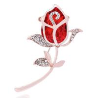 Crystal broche, Zinc Alloy, met Kristal, Tulip, rose goud plated, voor vrouw & met strass, rose goud kleur, nikkel, lood en cadmium vrij, 63x38mm, Verkocht door PC