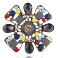 Plastic broche de pérolas, liga de zinco, with Concha de resina, para mulher & com strass, níquel, chumbo e cádmio livre, 54x54mm, vendido por PC