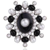 Kunststof Pearl Brooch, Zinc Alloy, met Plastic Pearl, platinum plated, voor vrouw & met strass, nikkel, lood en cadmium vrij, 55x50mm, Verkocht door PC