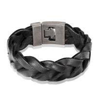 Rindsleder Armband, Split-Layer-Rindsleder, mit Zinklegierung, rund, silberfarben plattiert, Modeschmuck & unisex, keine, 210x20mm, verkauft von PC