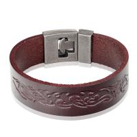 Rundsleder armbanden, Split laag leer, met Zinc Alloy, Ronde, silver plated, mode sieraden & uniseks, meer kleuren voor de keuze, 215x20mm, Verkocht door PC