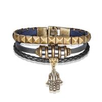 Split laag leer Armband, met Zinc Alloy, Ronde, plated, mode sieraden & verschillende lengte voor keuze & uniseks, meer kleuren voor de keuze, Verkocht door PC