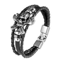 Split-Layer-Rindsleder Armband, mit Zinklegierung, Schädel, plattiert, Modeschmuck & unisex, keine, Länge 21 cm, verkauft von PC