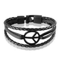 Split laag leer Armband, met Zinc Alloy, Ronde, plated, mode sieraden & verschillende lengte voor keuze & voor de mens, meer kleuren voor de keuze, Verkocht door PC