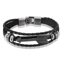 Bracciale in cuoio, Split Layer vacchetta, with PU & lega in zinco, Cerchio, placcato, gioielli di moda & unisex, nessuno, Lunghezza 20.5 cm, Venduto da PC