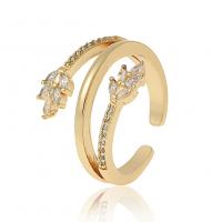 Kubieke Circonia Micro Pave Brass Ring, Messing, gold plated, Verstelbare & micro pave zirconia & voor vrouw, 23mm, Verkocht door PC