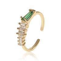 Cúbicos Circonia Micro Pave anillo de latón, metal, chapado en color dorado, Ajustable & micro arcilla de zirconia cúbica & para mujer, 21mm, Vendido por UD