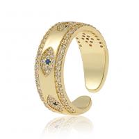 Kubieke Circonia Micro Pave Brass Ring, Messing, gold plated, Verstelbare & micro pave zirconia & voor vrouw, 22mm, Verkocht door PC