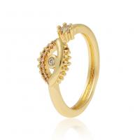 Kubieke Circonia Micro Pave Brass Ring, Messing, gold plated, Verstelbare & micro pave zirconia & voor vrouw, 22mm, Verkocht door PC