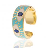 Brass Cuff Finger Ring gold color plated Adjustable & for woman & enamel 21mm Sold By PC