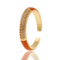 Kubieke Circonia Micro Pave Brass Ring, Messing, gold plated, micro pave zirconia & voor vrouw & glazuur, meer kleuren voor de keuze, 21mm, Verkocht door PC