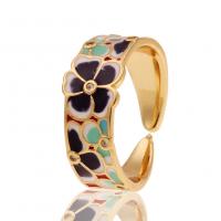 Messing Manchet Finger Ring, gold plated, Verstelbare & voor vrouw & glazuur, meer kleuren voor de keuze, 22mm, Verkocht door PC