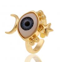 Evil Eye sieraden vinger ring, Messing, gold plated, Verstelbare & voor vrouw & glazuur, 21mm, Verkocht door PC