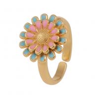 ottone Anelli Cuff, Fiore, placcato color oro, Regolabile & per la donna & smalto, nessuno, 21mm, Venduto da PC