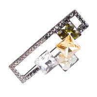 Strass Broche, Zinc Alloy, met Tsjechisch & Kristal, Geometrisch Patroon, plated, voor vrouw & met strass & hol, nikkel, lood en cadmium vrij, 29x62mm, 10pC's/Lot, Verkocht door Lot