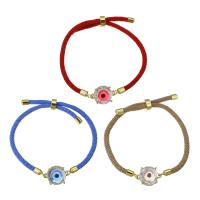 Bracelet Evil Eye bijoux, laiton, avec corde de coton & cristal, Réglable & pour femme, plus de couleurs à choisir, Longueur Environ 8 pouce, Vendu par PC