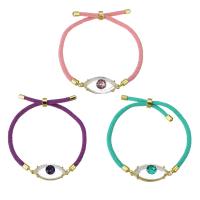 Bracelet Evil Eye bijoux, laiton, avec corde de coton & cristal, Réglable & pour femme, plus de couleurs à choisir, Longueur Environ 9 pouce, Vendu par PC