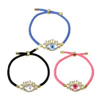 Bracelet Evil Eye bijoux, laiton, avec corde de coton & cristal, Réglable & pour femme, plus de couleurs à choisir, Longueur Environ 9 pouce, Vendu par PC