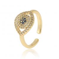 Kubieke Circonia Micro Pave Brass Ring, Messing, gold plated, Verstelbare & micro pave zirconia & voor vrouw, 21mm, Verkocht door PC