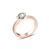 Titanium Staal Finger Ring, plated, micro pave zirconia & voor vrouw, rose goud kleur, 3mm, Verkocht door PC