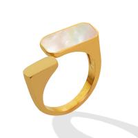 Partículas de acero Anillo de dedo Cuff, con Nácar Blanca, chapado, Ajustable & para mujer, más colores para la opción, 5mm, Vendido por UD