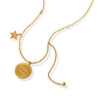 Colar de aço titânio, Partículas de aço, with 5cm extender chain, Roda, para mulher, dourado, 10mm,17mm, comprimento Aprox 40 cm, vendido por PC